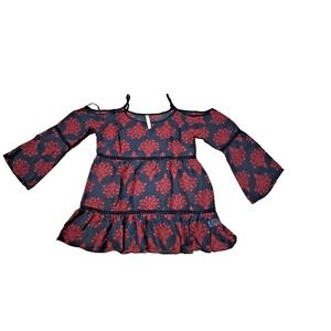 NEW Lovemarks Women's Cold Shoulder Floral Chiffon‎ Top Blouse, Size S